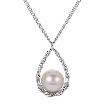 PearLustre by Imperial Sterling Silver Cultured Pearl Chain Teardrop Pendant Necklace