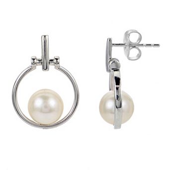 PearLustre by Imperial Sterling Silver Freshwater Cultured Pearl Door Knocker Earrings