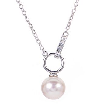 PearLustre by Imperial Sterling Silver Freshwater Cultured Pearl & Lab-Created White Sapphire Necklace