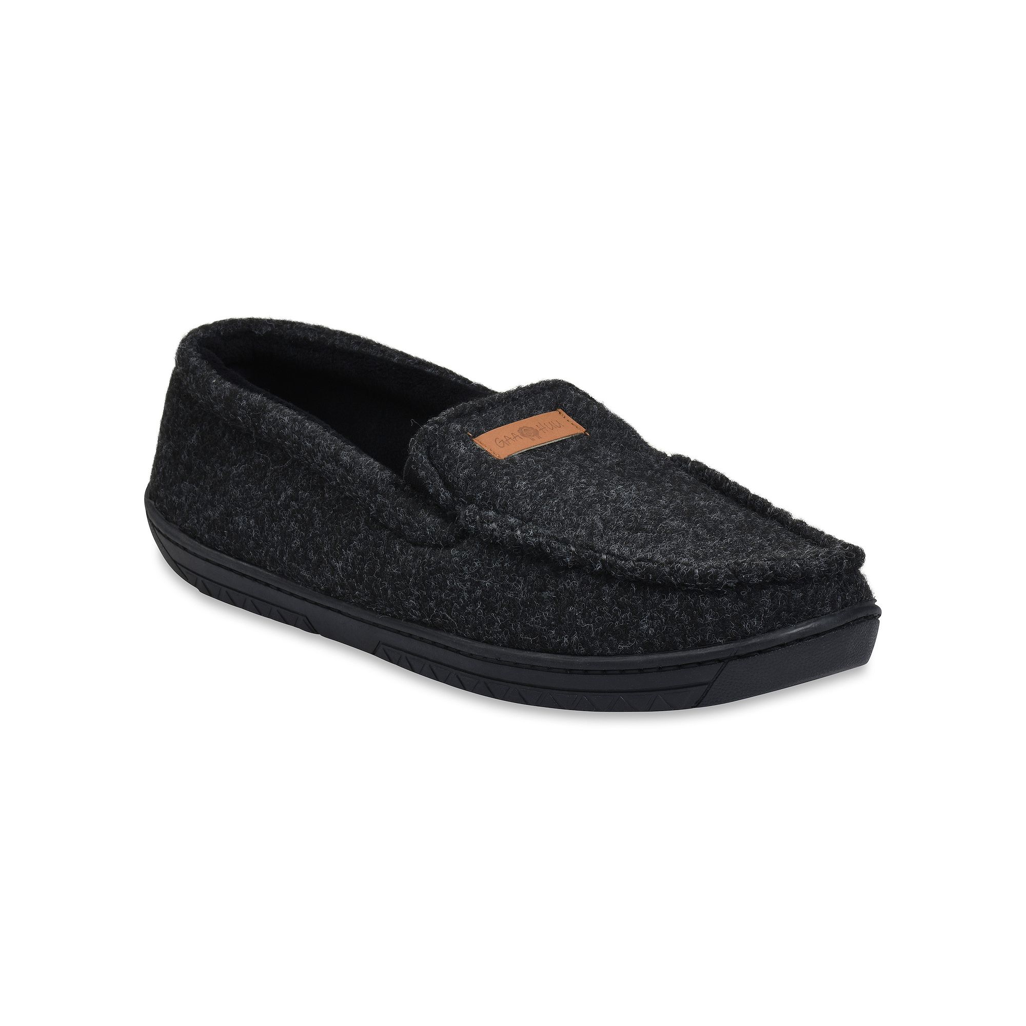 GaaHuu® Faux Wool Mens Moccasin Slippers, Size: Small, Black
