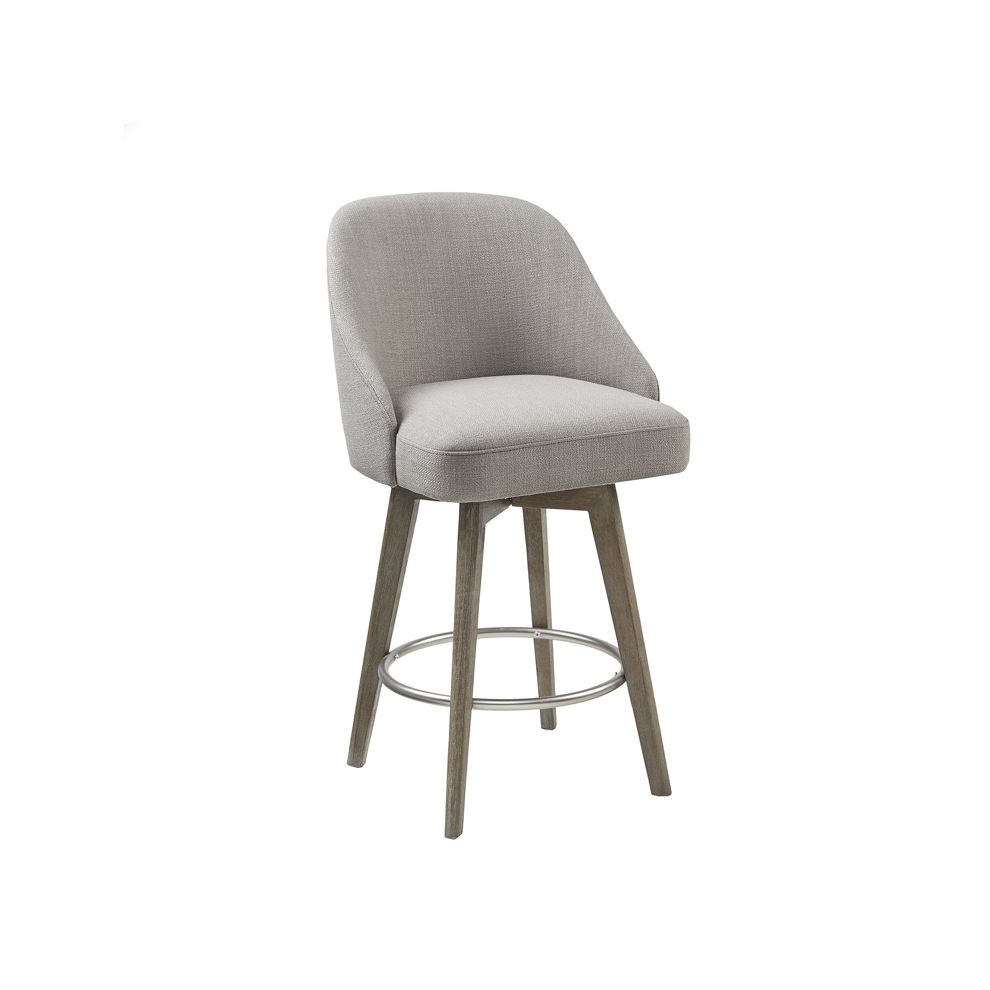 Madison Park Walsh Pearce Swivel Upholstered Counter Stool with Solid Wood 