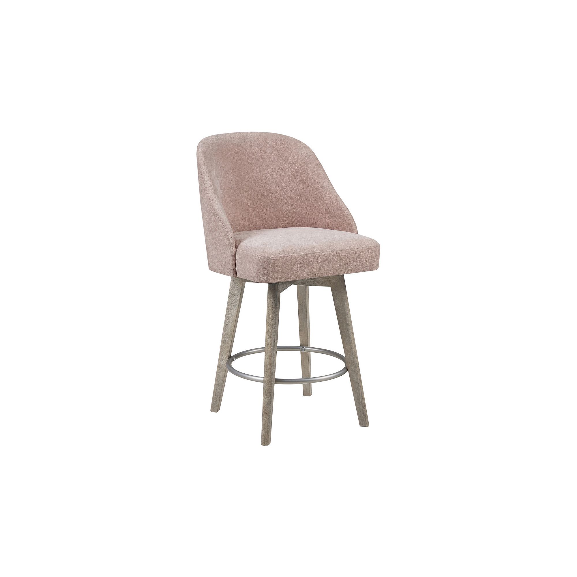 Madison Park Walsh Pearce Swivel Upholstered Counter Stool with Solid Wood 