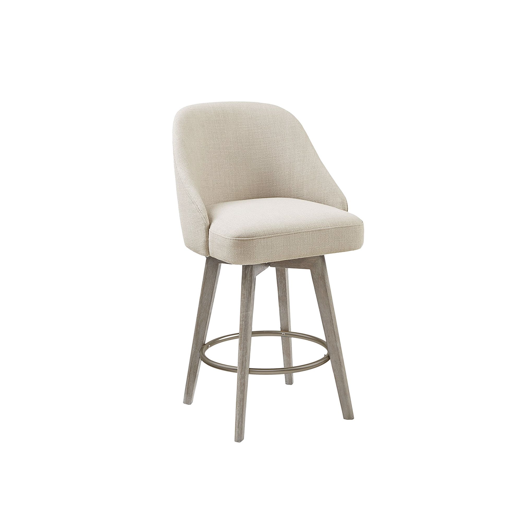 Madison Park Walsh Pearce Swivel Upholstered Counter Stool with Solid Wood 