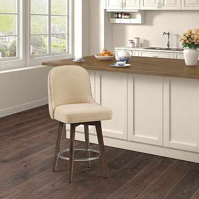 Madison Park Heyes Upholstered Counter Stool with 360 Degree Swivel Seat