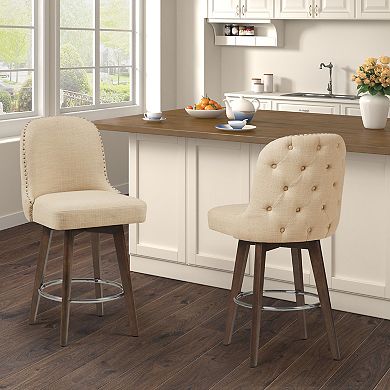 Madison Park Heyes Upholstered Counter Stool with 360 Degree Swivel Seat