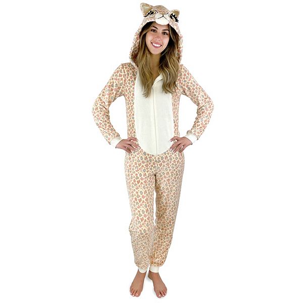 Women s Peace Love Dreams Cheetah One Piece Pajamas