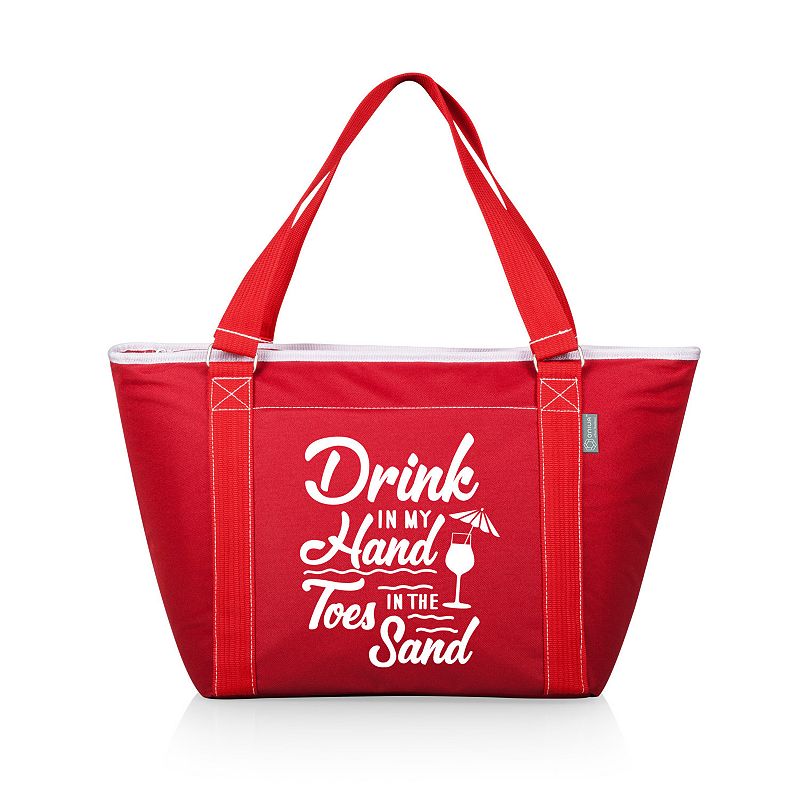 Oniva Drink in my Hand Toes in the Sand Topanga Cooler Tote Bag, Red