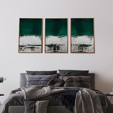 Gallery 57 Green Abstract Floating Canvas Wall Art 3-piece Set