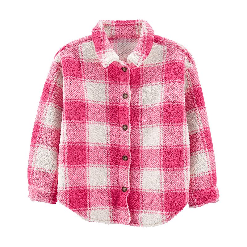 Girls 4-14 Carters Plaid Button-Front Sherpa Jacket, Girls, Size: 6-6X