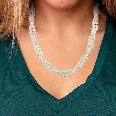 PearLustre by Imperial Sterling Silver Freshwater Cultured Pearl Twisted Strand Necklace & Stud Earring Set