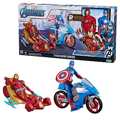 Hasbro Marvel Avengers Titan Hero Series Iron Man & Captain America Figure & Vehicle Set