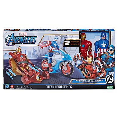 Hasbro Marvel Avengers Titan Hero Series Iron Man & Captain America Figure & Vehicle Set