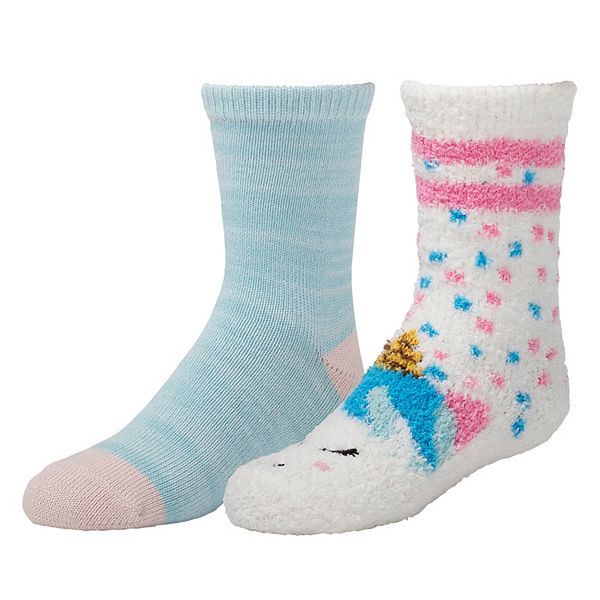 Girls Cuddl Duds 2Pack Plushfill Cozy Slipper Socks with Grippers