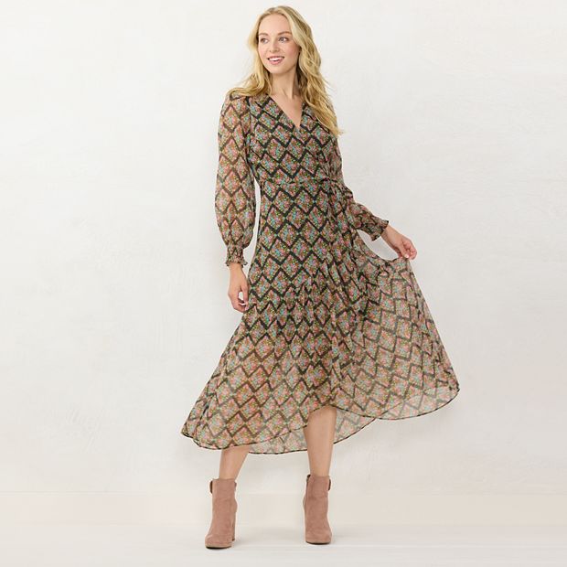 Plus Size LC Lauren Conrad Print Faux-Wrap Maxi Dress