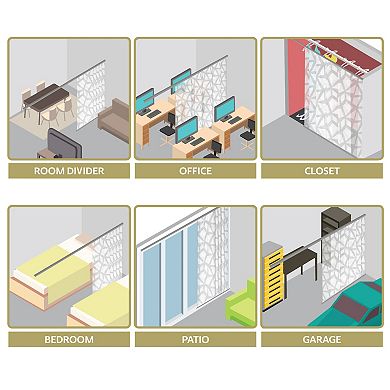 Rod Desyne Shattered 3-Panel Single Rail Panel Track Room Extendable Divider