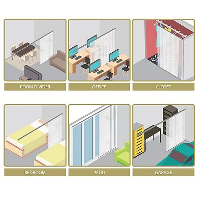 Rod Desyne Lotus 4-Panel Single Rail Panel Track Room Extendable Divider