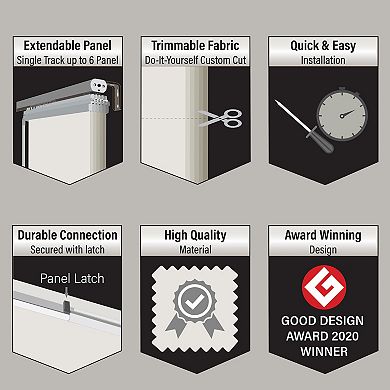 Rod Desyne Macadamia 4-Panel Single Rail Panel Track Room Extendable Divider