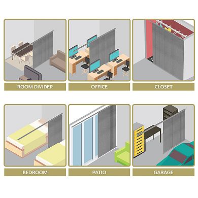 Rod Desyne Woven Gray 3-Panel Single Rail Panel Track Room Extendable Divider