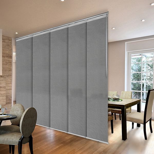 Rod Desyne Woven Gray 5-Panel Single Rail Panel Track Room Extendable ...