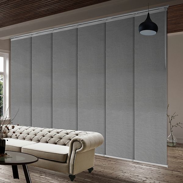 Rod Desyne Woven Gray 6Panel Single Rail Panel Track Room Extendable