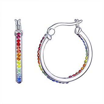 Chrystina Rainbow Crystal Inside-Out Hoop Earrings