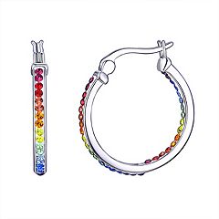 Chrystina Rainbow Crystal InsideOut Hoop Earrings