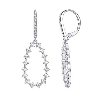 Chrystina Crystal Open Teardrop Leverback Dangle Earrings