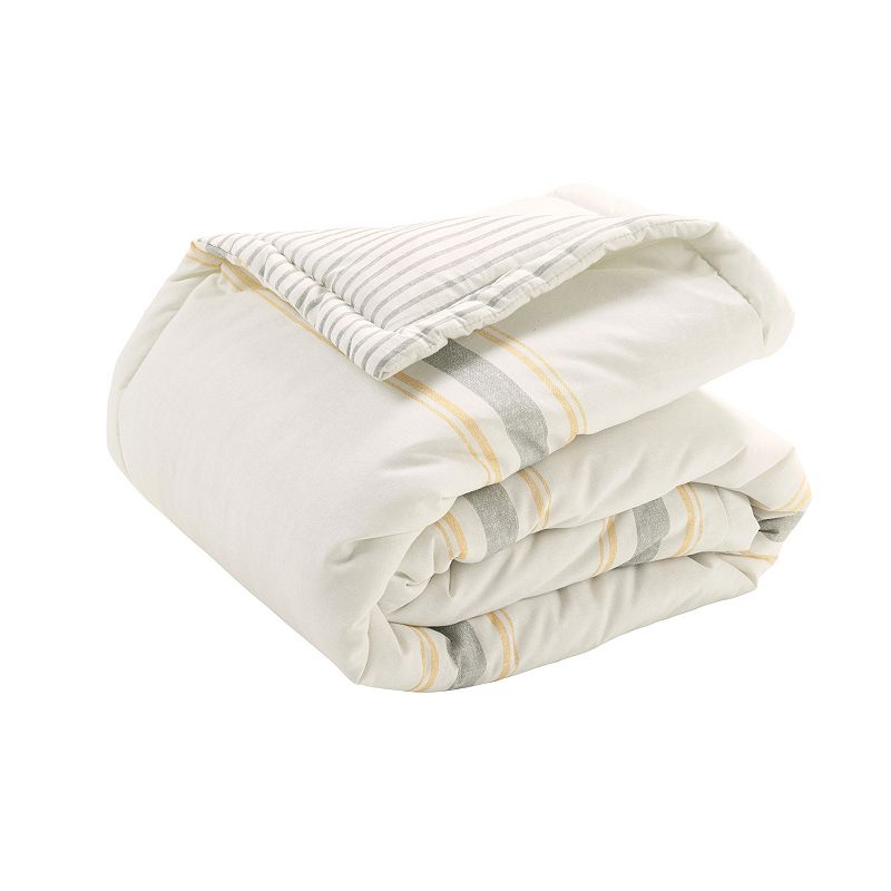 Lush Decor Farmhouse Stripe Reversible Throw, Yellow