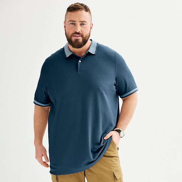 Big Tall Sonoma Goods For Life Pique Polo Tipped Navy 2XB BrickSeek