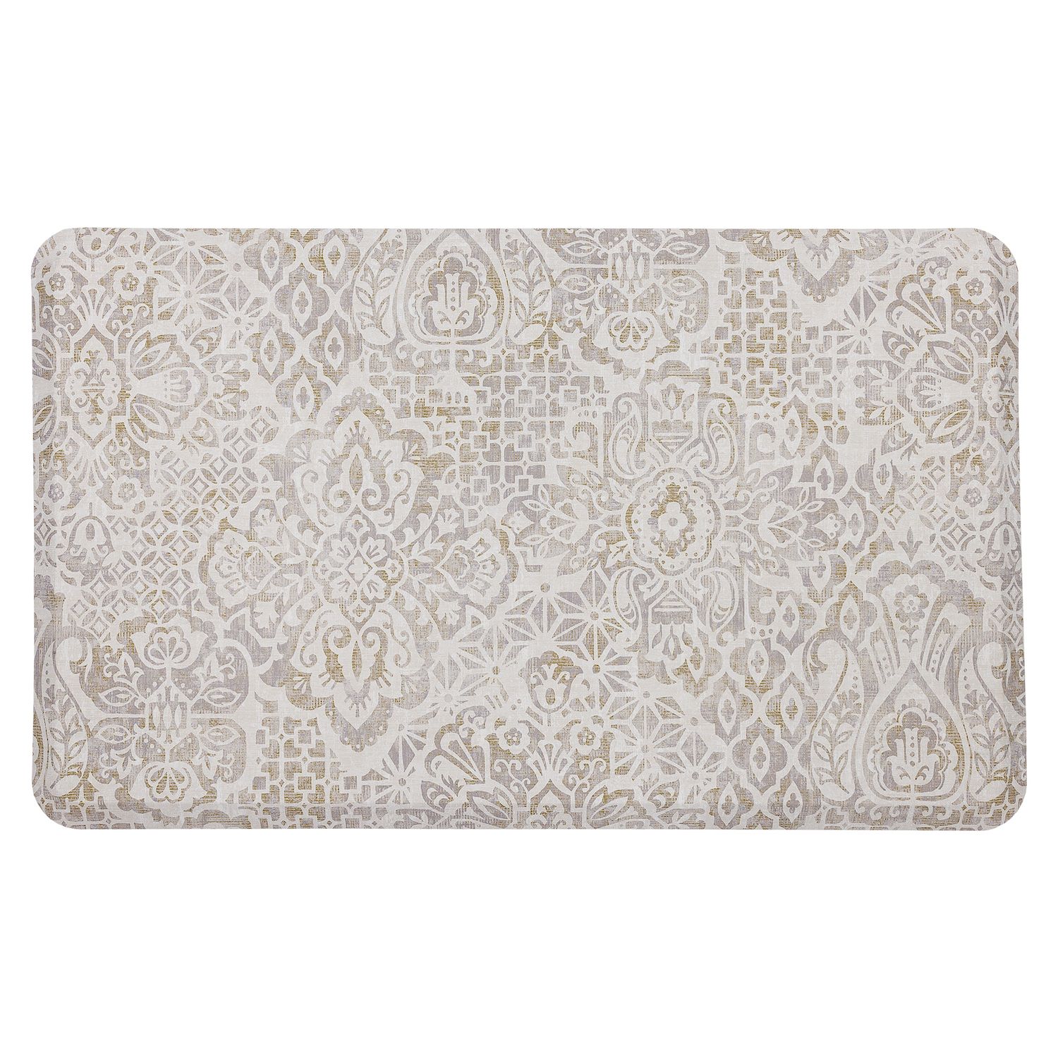 Mohawk Home Damask Nouveau Comfort Kitchen Mat   5674913 Tan