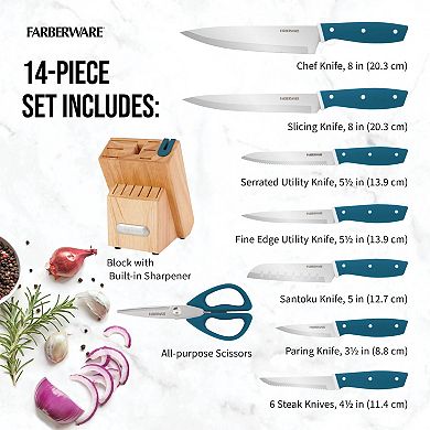 Farberware® EdgeKeeper 14-pc. Turquoise Cutlery Set