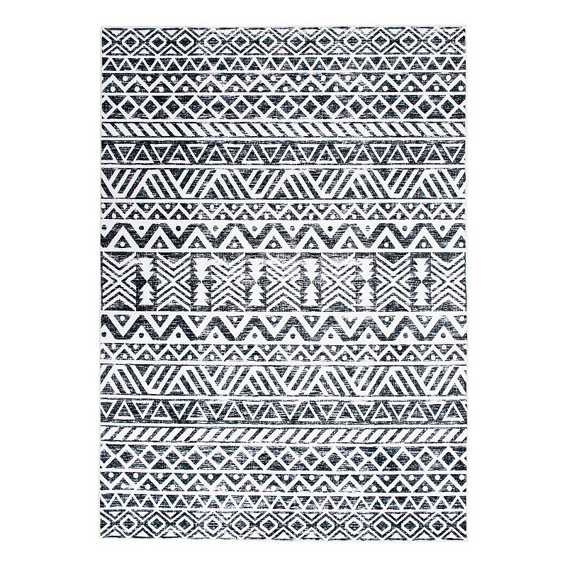 World Rug Gallery Austin Contemporary Machine Washable Rug, Grey, 8X10 Ft