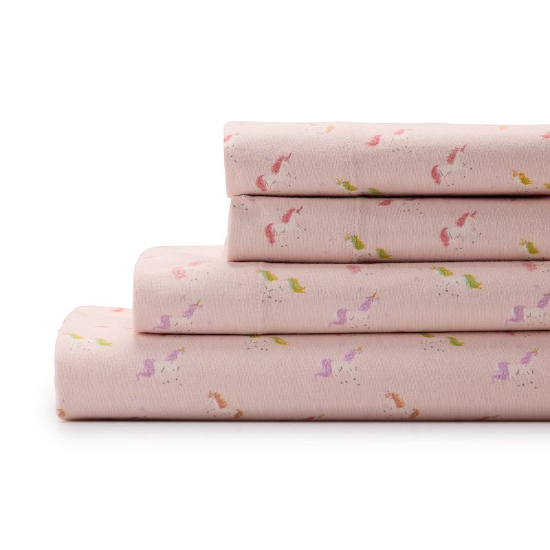 The Big One Kids Flannel Sheet Set with Pillowcases, Brt Pink