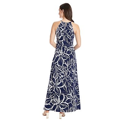 Women's London Times Scroll Halter Maxi Dress