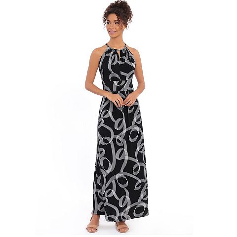 Женские платья London Women's London Times Scroll Halter Maxi Dress