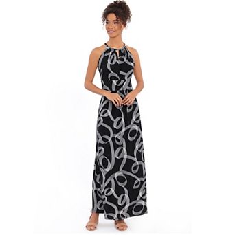 Women's London Times Scroll Halter Maxi Dress