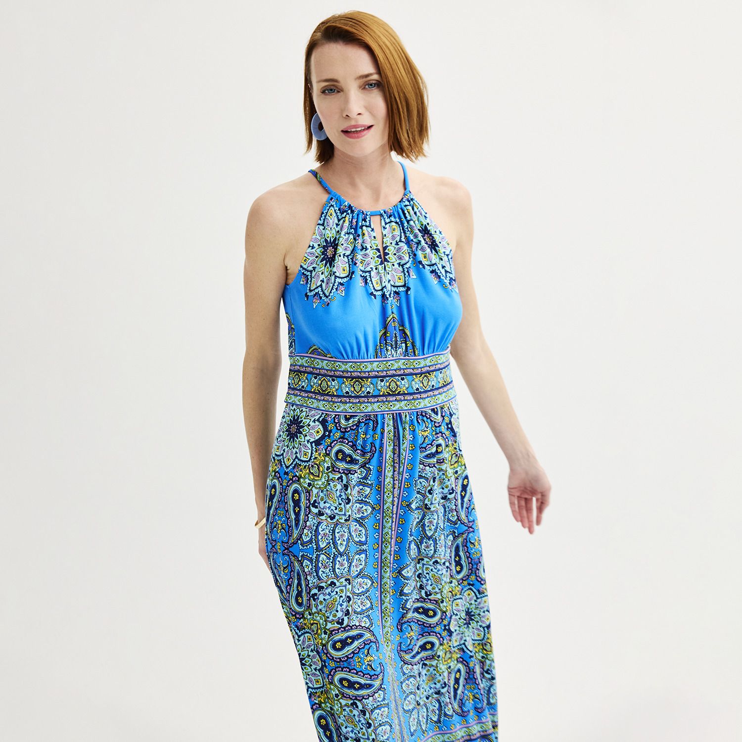 Women's London Times Scroll Halter Maxi Dress