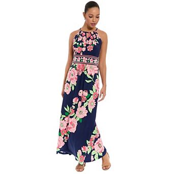 Women's London Times Scroll Halter Maxi Dress