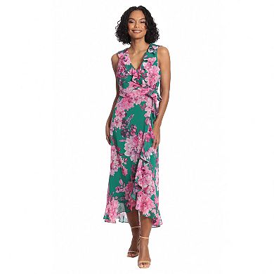Women's London Times Ruffled Chiffon Maxi Dress