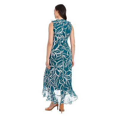 Women's London Times Ruffled Chiffon Maxi Dress