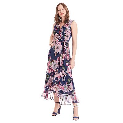 women's london times ruffled chiffon maxi dress London Times Floral Ruffled Chiffon Maxi Dress for Women 6 New Wedding