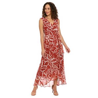 Women's London Times Ruffled Chiffon Maxi Dress