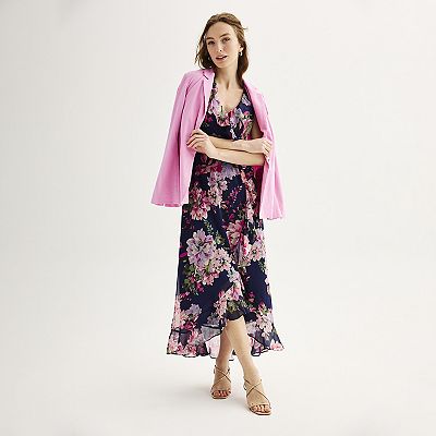 Women's London Times Ruffled Chiffon Maxi Dress