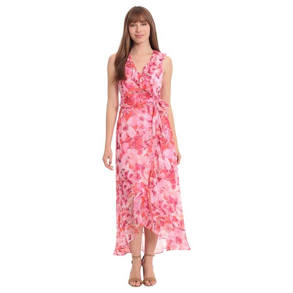 Women's London Times Ruffled Chiffon Maxi Dress