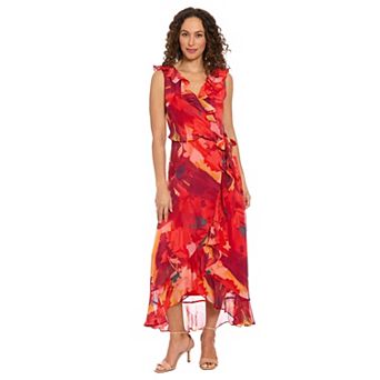 Women's London Times Ruffled Chiffon Maxi Dress