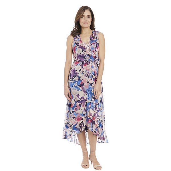 Women's London Times Ruffled Chiffon Maxi Dress