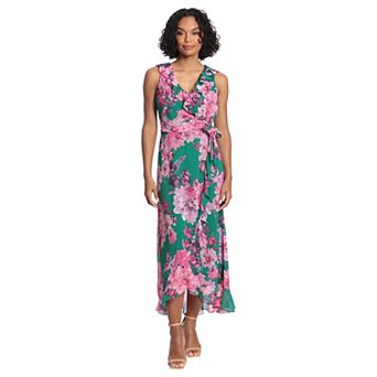 Women's London Times Ruffled Chiffon Maxi Dress