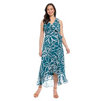 Women's London Times Ruffled Chiffon Maxi Dress
