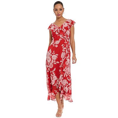 london times dresses for women Women's Short Sleeve Crepe Fit and Flare Midi with Waist Button Detail, Mulberry, 4 at Amazon Women's Clothing store 59in long London Times Women's Floral Puff
