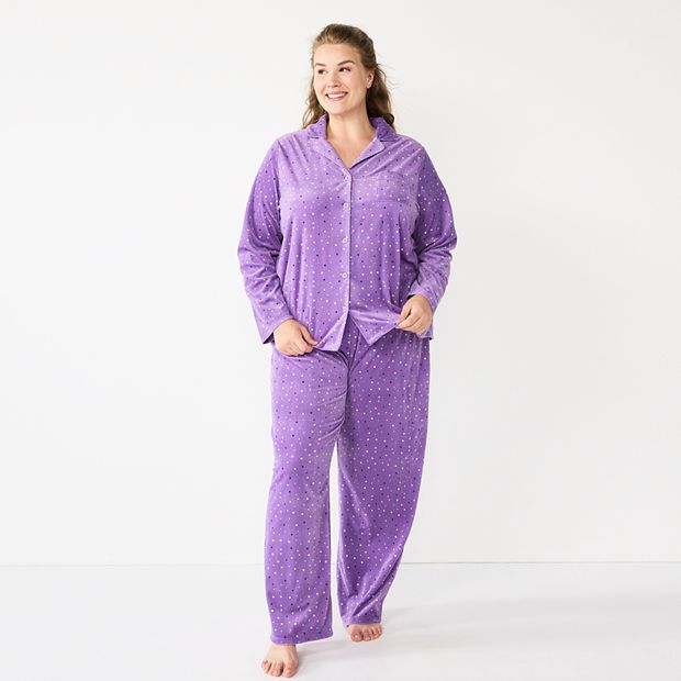 Women's Sonoma Goods For Life® Velour Long Sleeve Pajama Shirt & Pajama  Pants Sleep Set